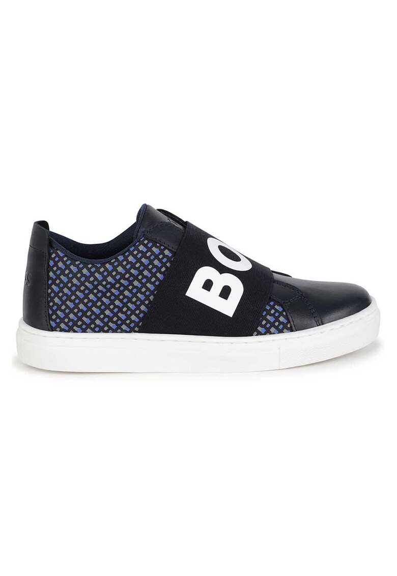 Pantofi sport slip-on cu imprimeu logo si garnituri din piele