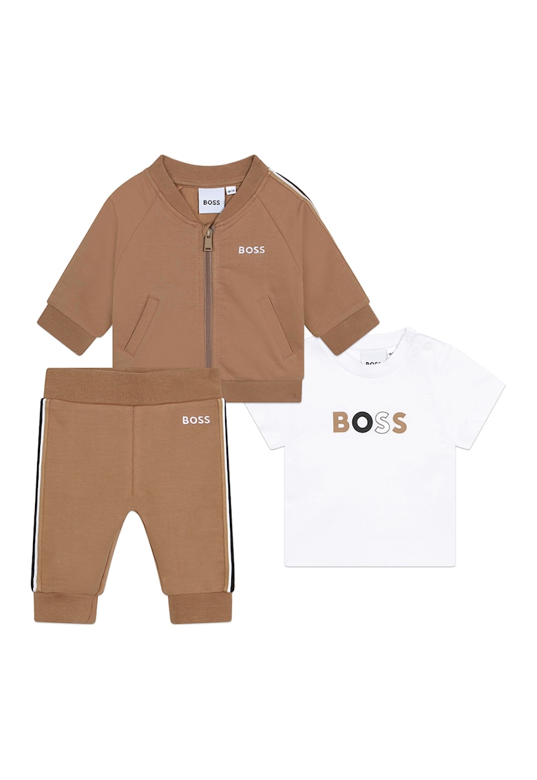 BOSS Kidswear Суитшърт с цип – тениска и спортен панталон – 3 части за Момчета BOSS Kidswear Суитшърт с цип – тениска и спортен панталон – 3 части за Момчета