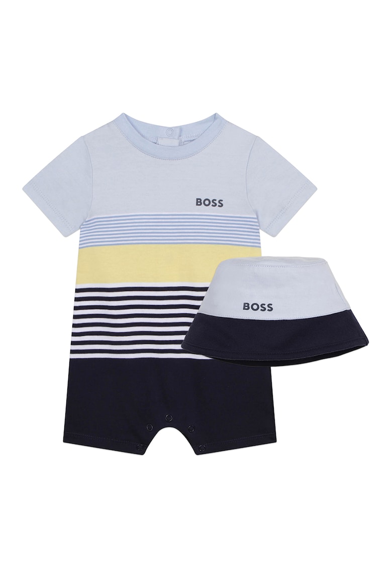 BOSS Kidswear Раиран гащеризон и шапка за Момчета BOSS Kidswear Раиран гащеризон и шапка за Момчета