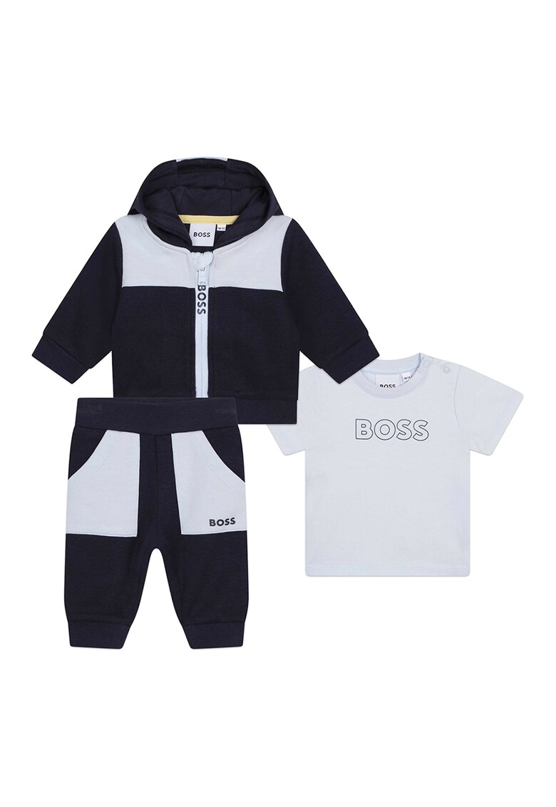 BOSS Kidswear Худи с цип – спортен панталон и тениска – 3 части за Момчета BOSS Kidswear Худи с цип – спортен панталон и тениска – 3 части за Момчета