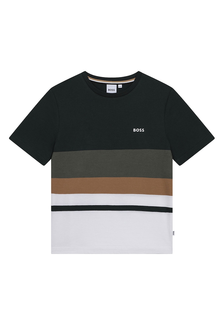 Tricou cu decolteu la baza gatului si model in dungi