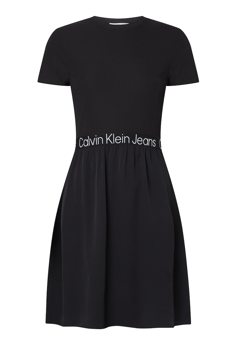 CALVIN KLEIN JEANS Разкроена рокля с лого на талията за Жени CALVIN KLEIN JEANS Разкроена рокля с лого на талията за Жени
