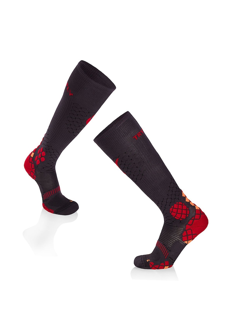 Sosete compresive pentru alergat 3/4 COMPRESSION SOCKS Antracit - Rosu