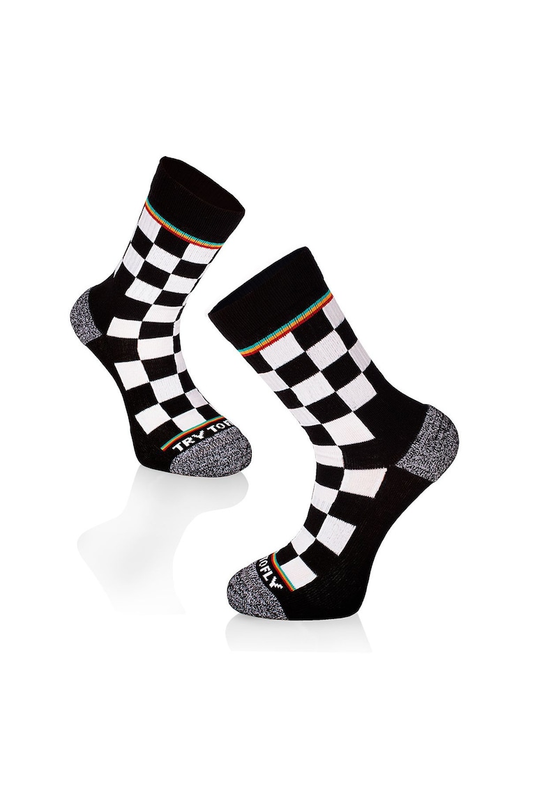 Sosete bumbac Active Lifestyle SQUARES Alb Negru
