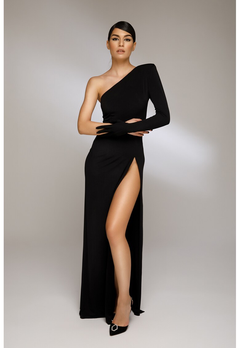 Rochie cu decolteu pe un umar si slit lateral