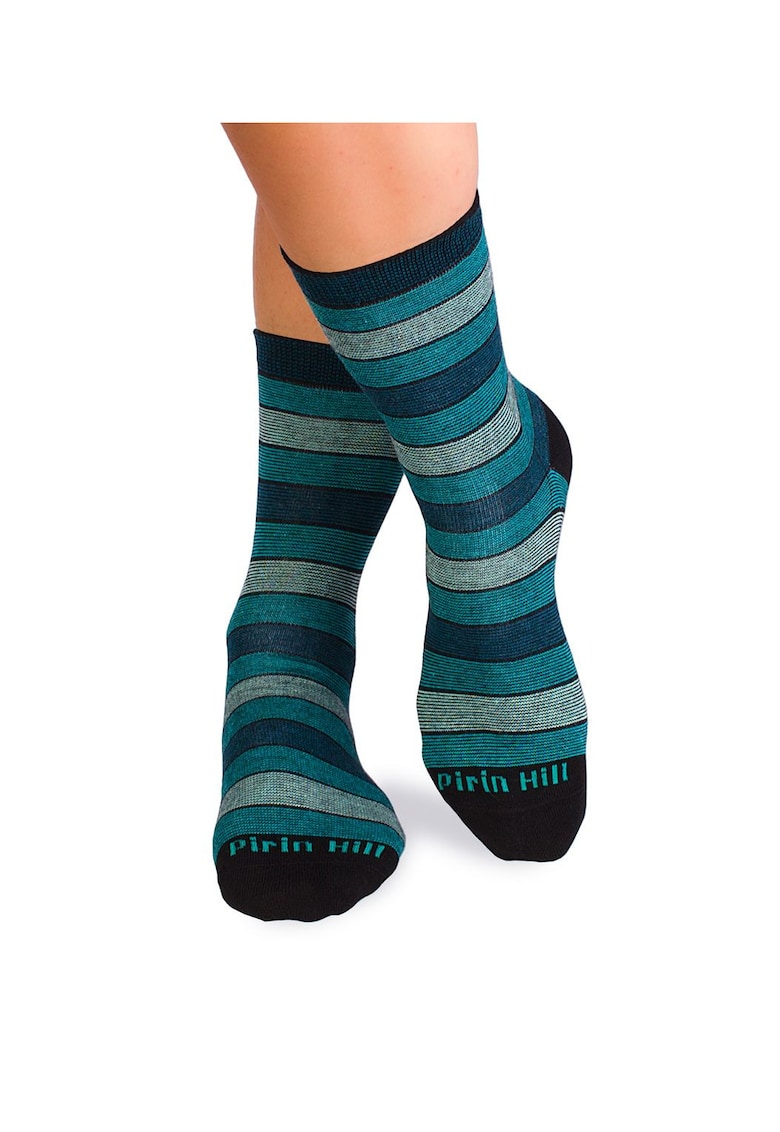 Sosete bumbac organic cu dungi 98% COTTON RICH Turcoaz