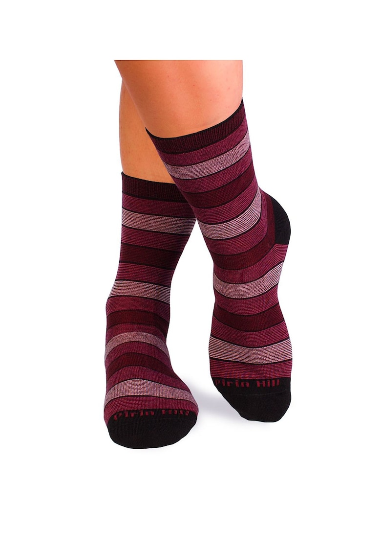 Sosete bumbac organic cu dungi 98% COTTON RICH Bordeaux