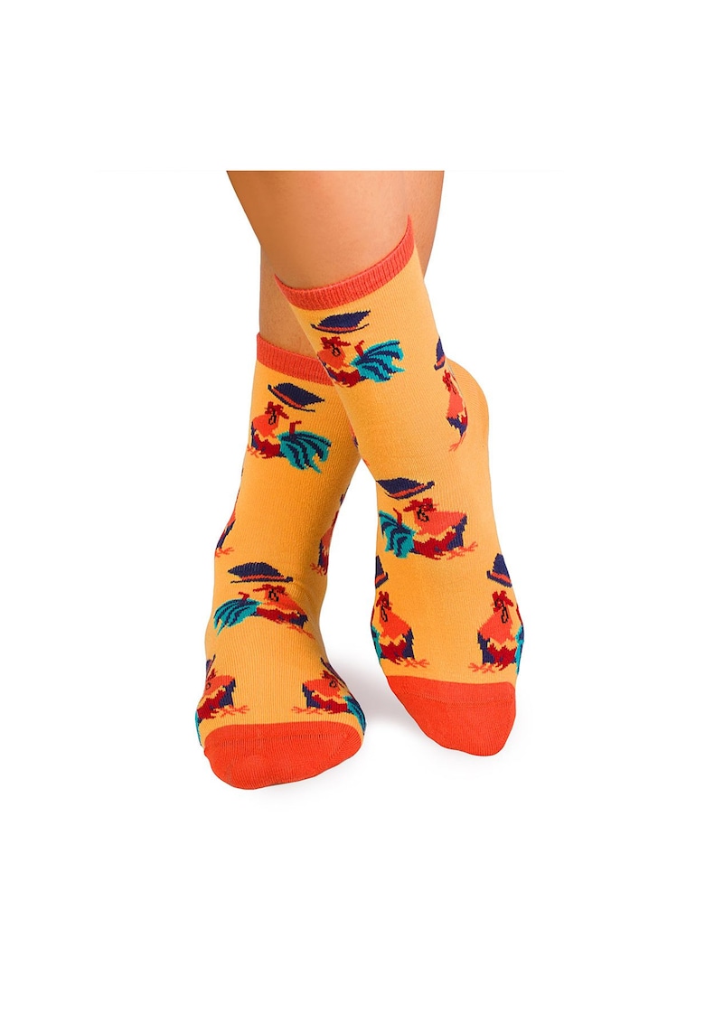 Sosete bumbac organic - COLOUR COTTON Rooster YELLOW
