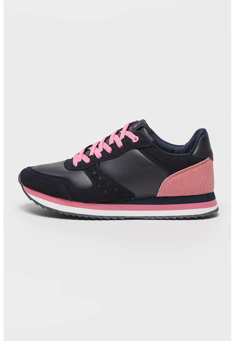 Pantofi sport colorblock de piele ecologica