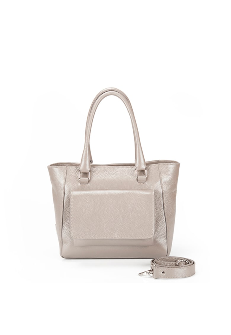 Geanta dama piele - mica - grej sidefat - 33x11x24 cm