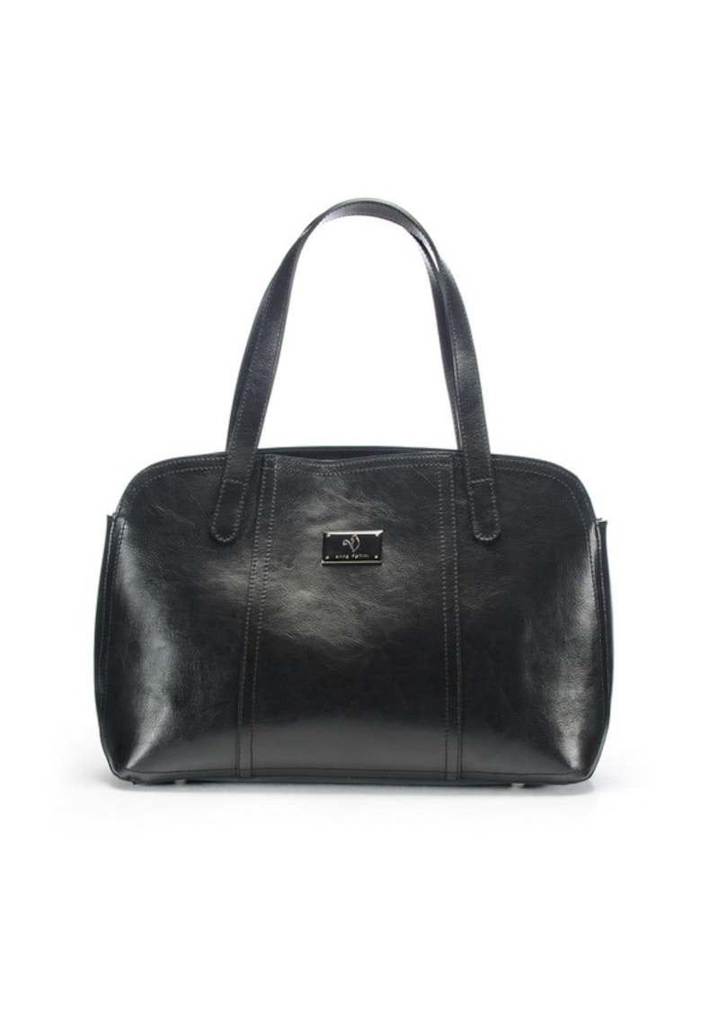 Geanta dama piele - Papion mijlociu - negru - 37x10x24 cm