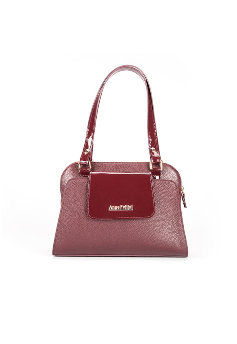 Geanta dama piele -  Madonna 15 mica - visiniu - 31x9x22 cm