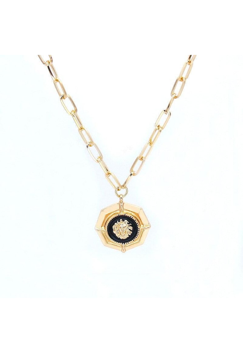 Colier auriu - cu zale si pandantiv cu cap de leu - Naia C18 -