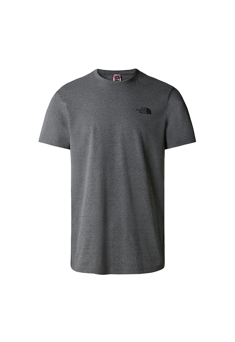 Tricou din bumbac cu detaliu logo pe piept Simple Dome - Gri inchis