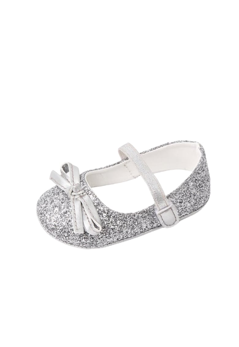 Pantofi Cu Sclipici - Piele ecologica - Fete - Argintiu