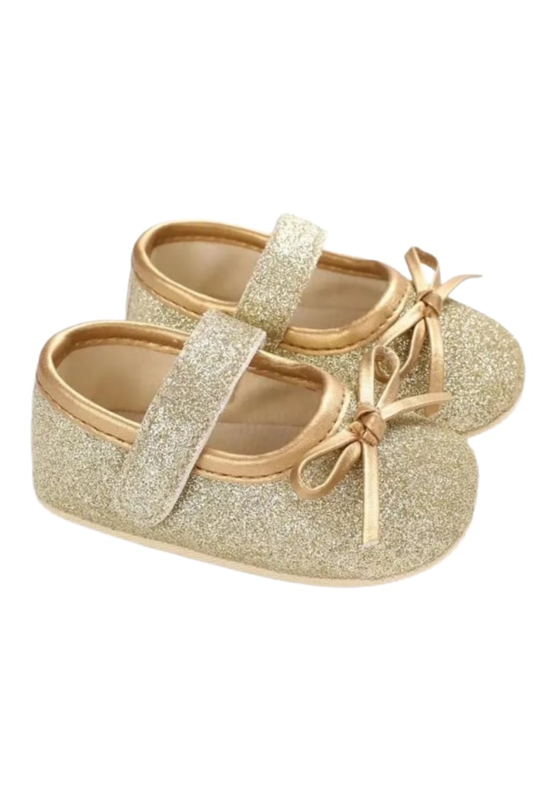 Pantofi Cu Fundita - Elegant - Piele ecologica - Fete - Auriu -