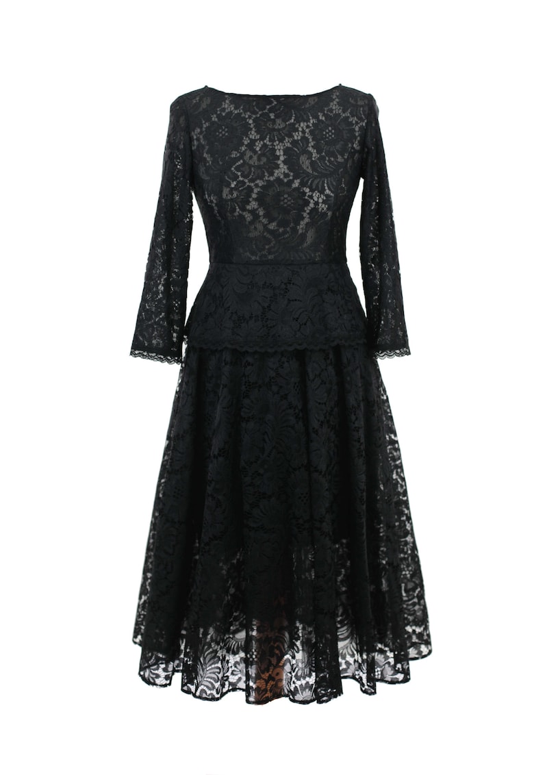 Rochie midi din dantela MINA - Negru