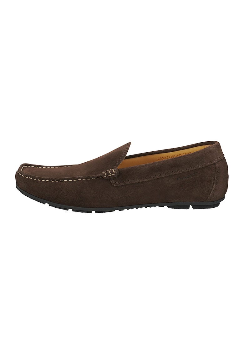 Pantofi loafer din piele intoarsa cu model uni