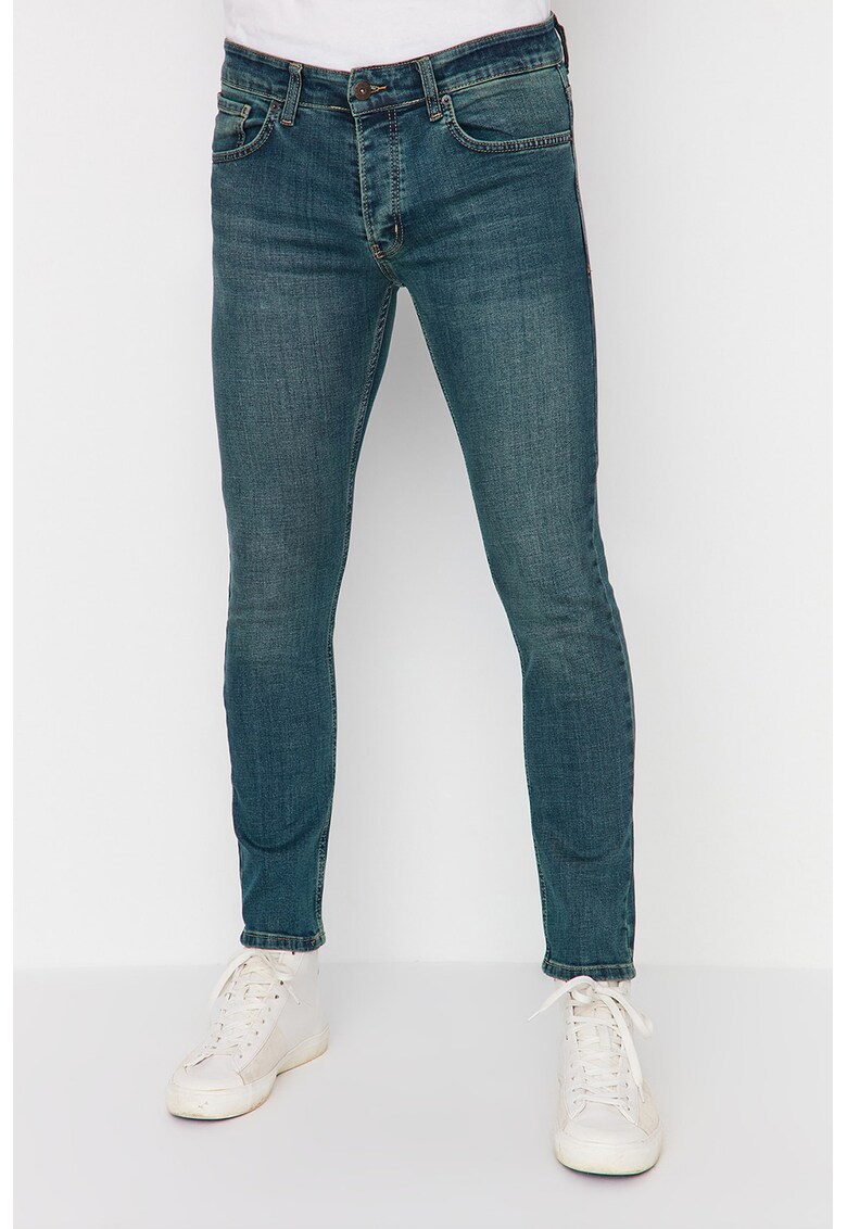 Blugi skinny cu aspect decolorat