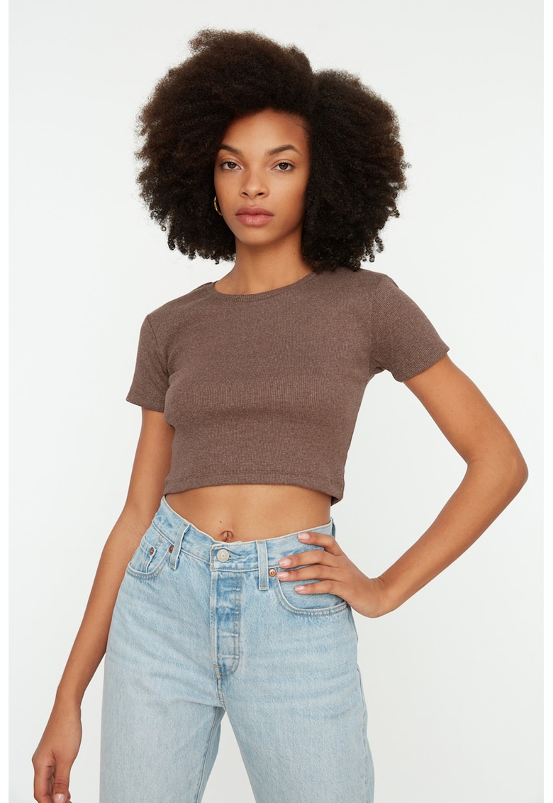 Tricou crop striat