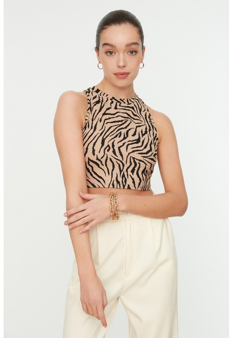 Top crop cu animal print