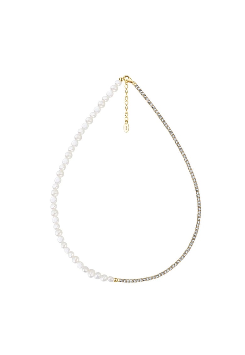 Colier Portofino Tennis cu Perle Naturale - Argint Placat Aur 18k