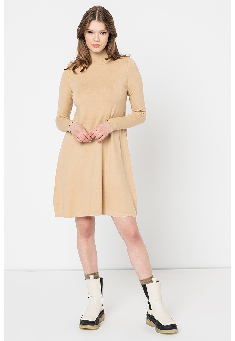 Rochie-pulover tricotata fin cu guler inalt Happiness