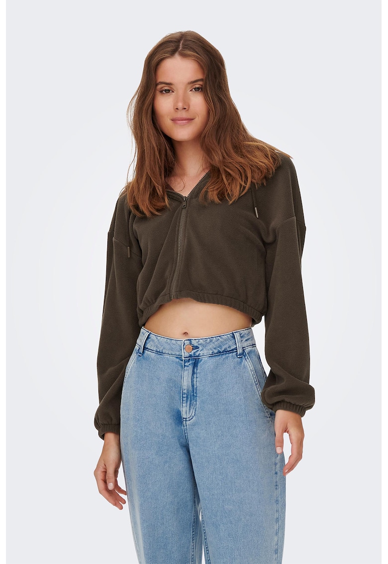 Hanorac crop din material fleece Karoi - Maro cognac