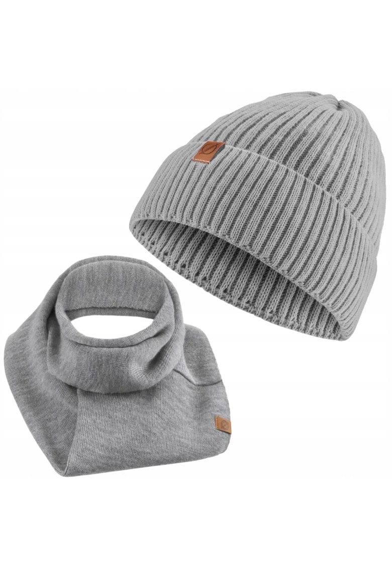 Set 2 in 1 - Caciula/Guler - Acril - Circumferinta 56-58 - Gri