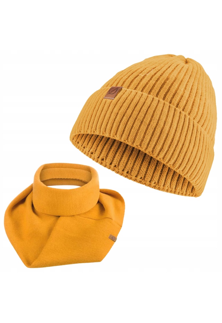 Set 2 in 1 - Caciula/Guler - Acril - Circumferinta 56-58 - Galben