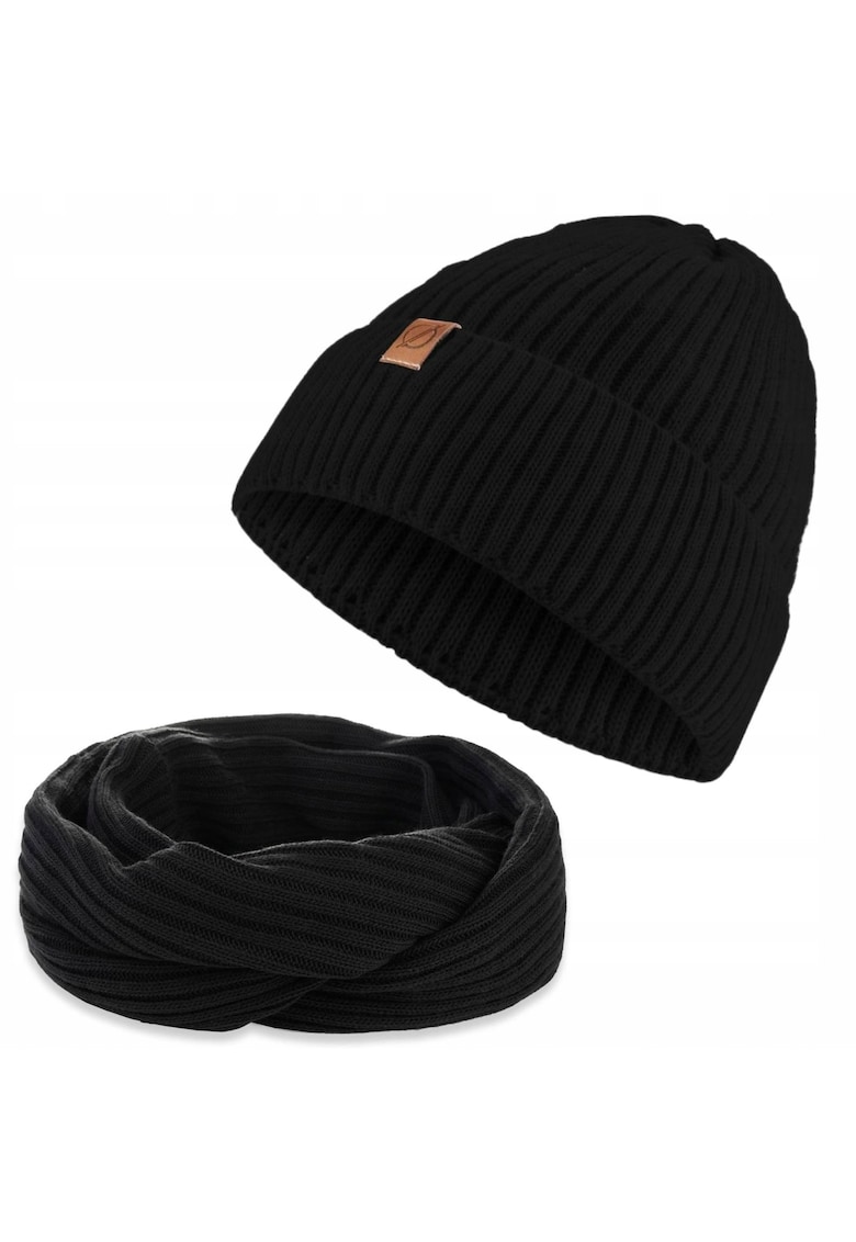 Set 2 in 1 - Caciula/Guler - Acril - Circumferinta 56-58 - Negru