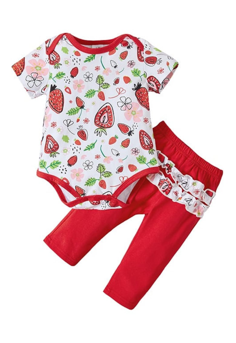 Body Fetite Cu Pantaloni Rosu model Capsune - Rosu