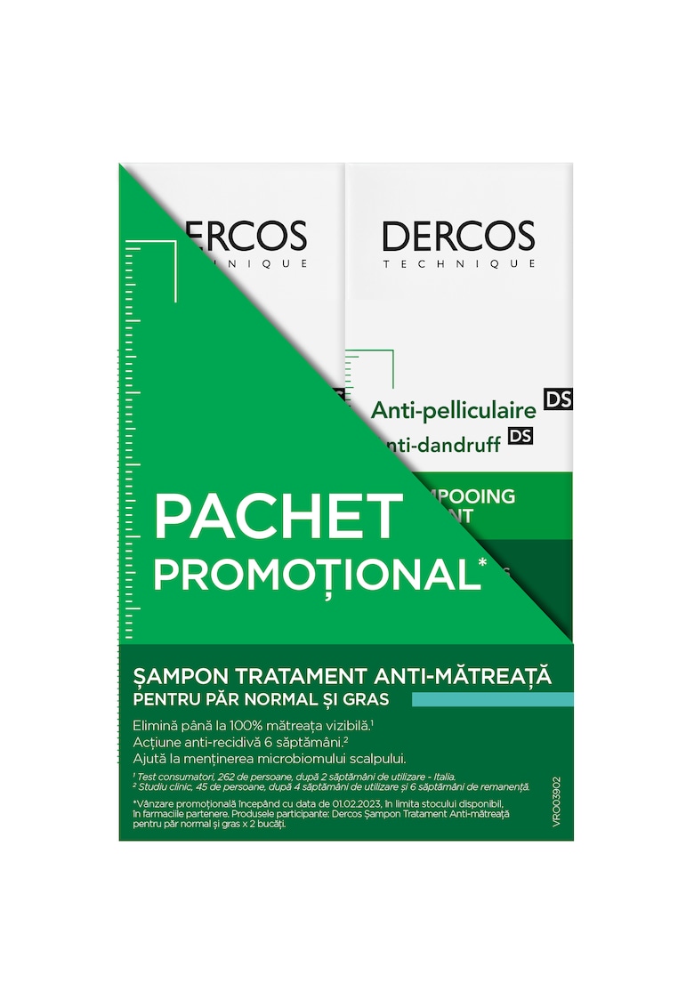 Pachet: 2 x Sampon anti-matreata  Dercos - 200 ml