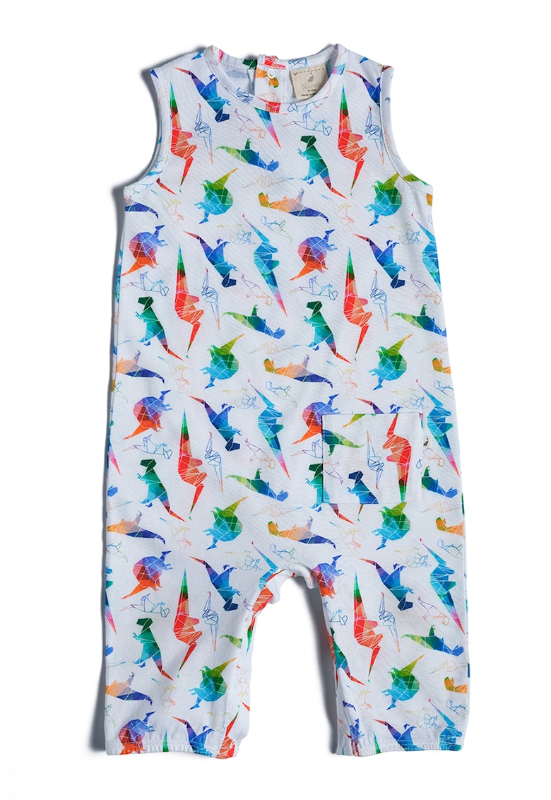 Salopeta lunga de bumbac cu model dinozaur