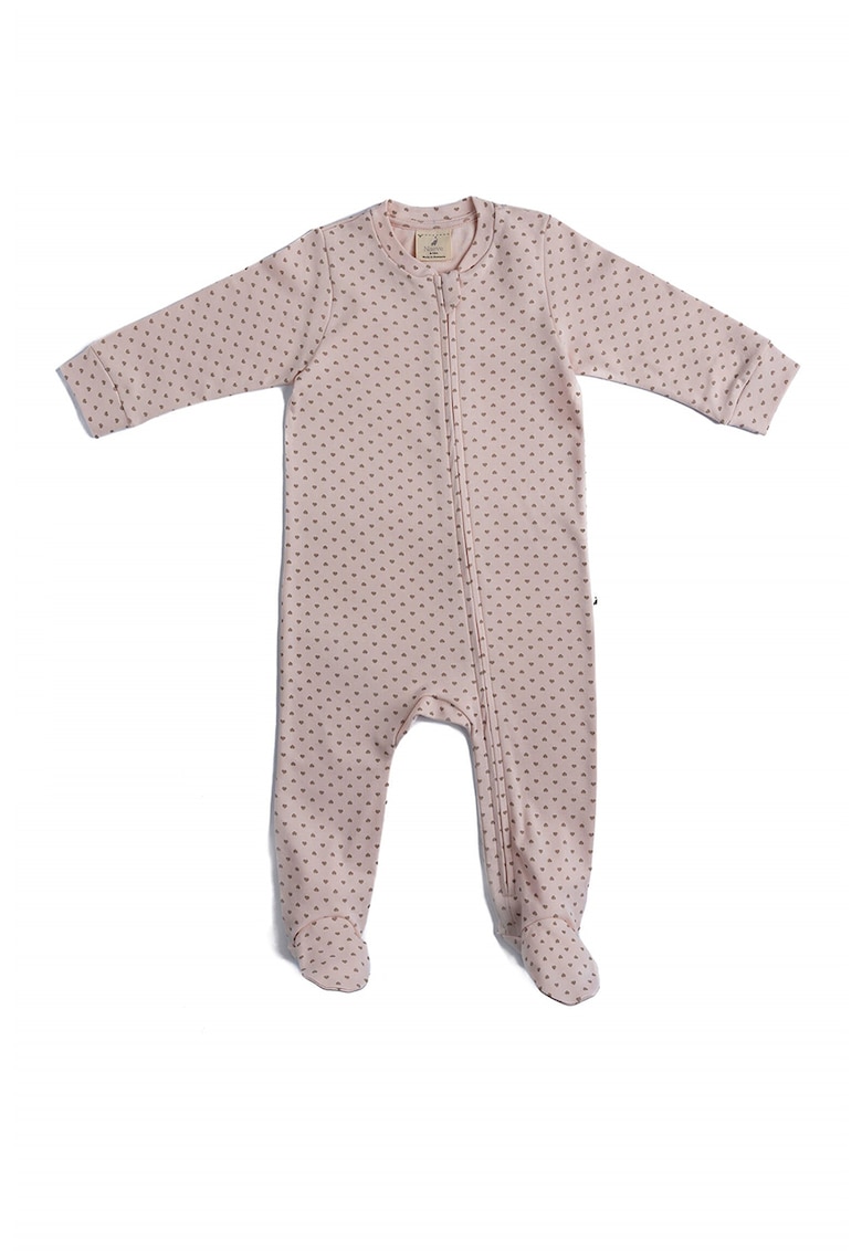 Pijama de bumbac organic cu botosei si fermoar