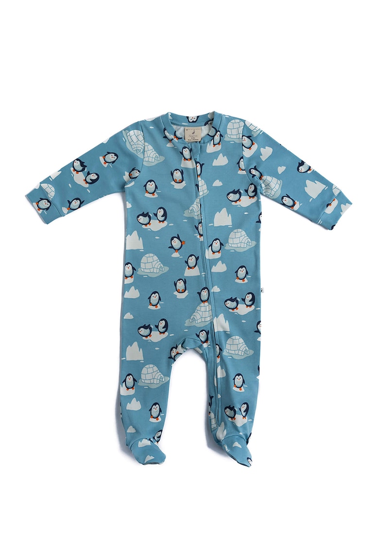 Pijama de bumbac organic cu botosei si fermoar