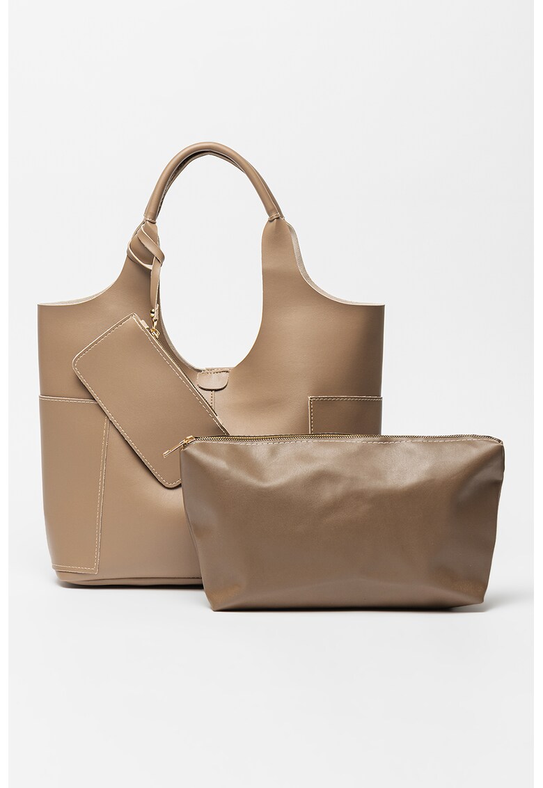 Set de geanta shopper si etui din piele ecologica