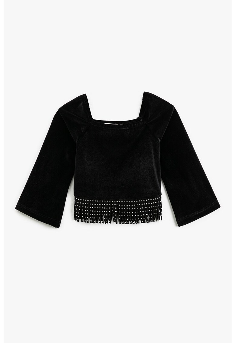 Bluza de catifea cu franjuri si strasuri