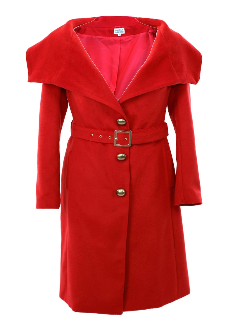 Palton de lungime medie LAVINIA - Rosu