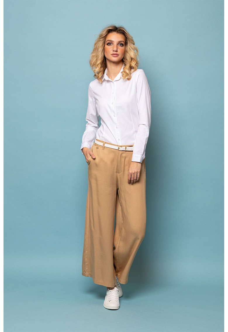 Pantaloni crop cu croiala ampla fibra