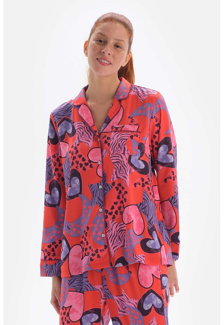 Camasa de pijama cu imprimeu grafic