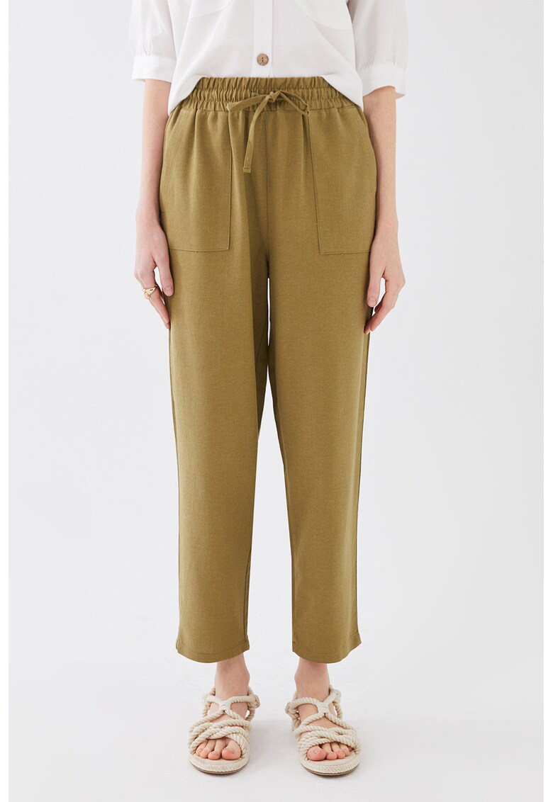 Pantaloni din amestec de bumbac cu snur de ajustare