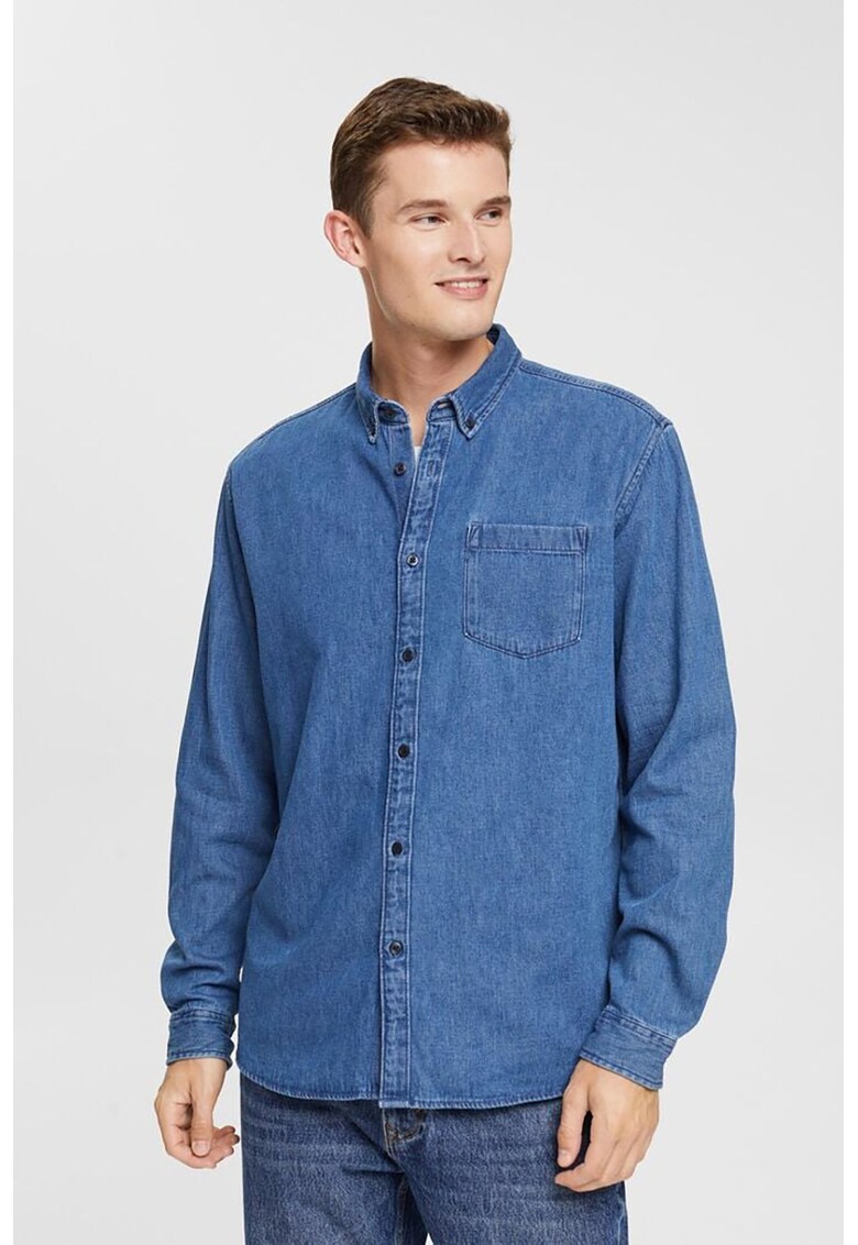 Camasa din denim cu maneci cazute