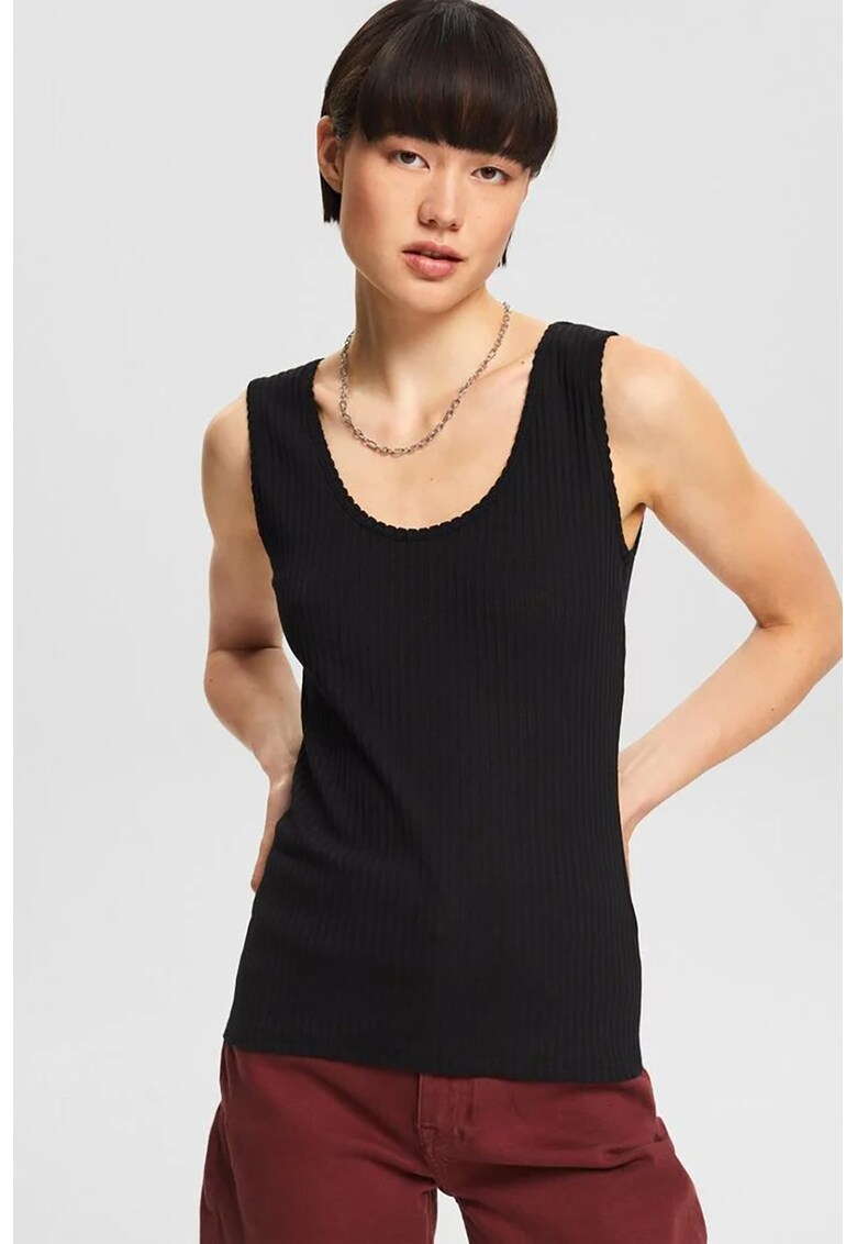 Top din bumbac cu aspect striat