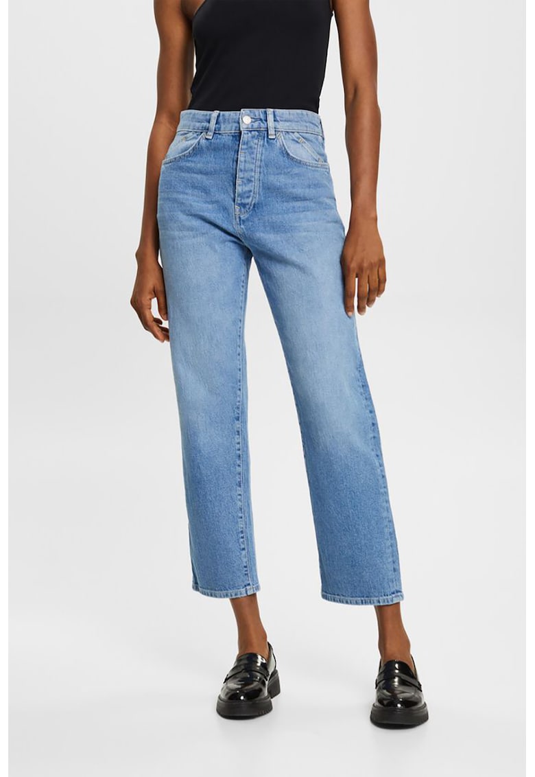 Blugi crop cu talie inalta