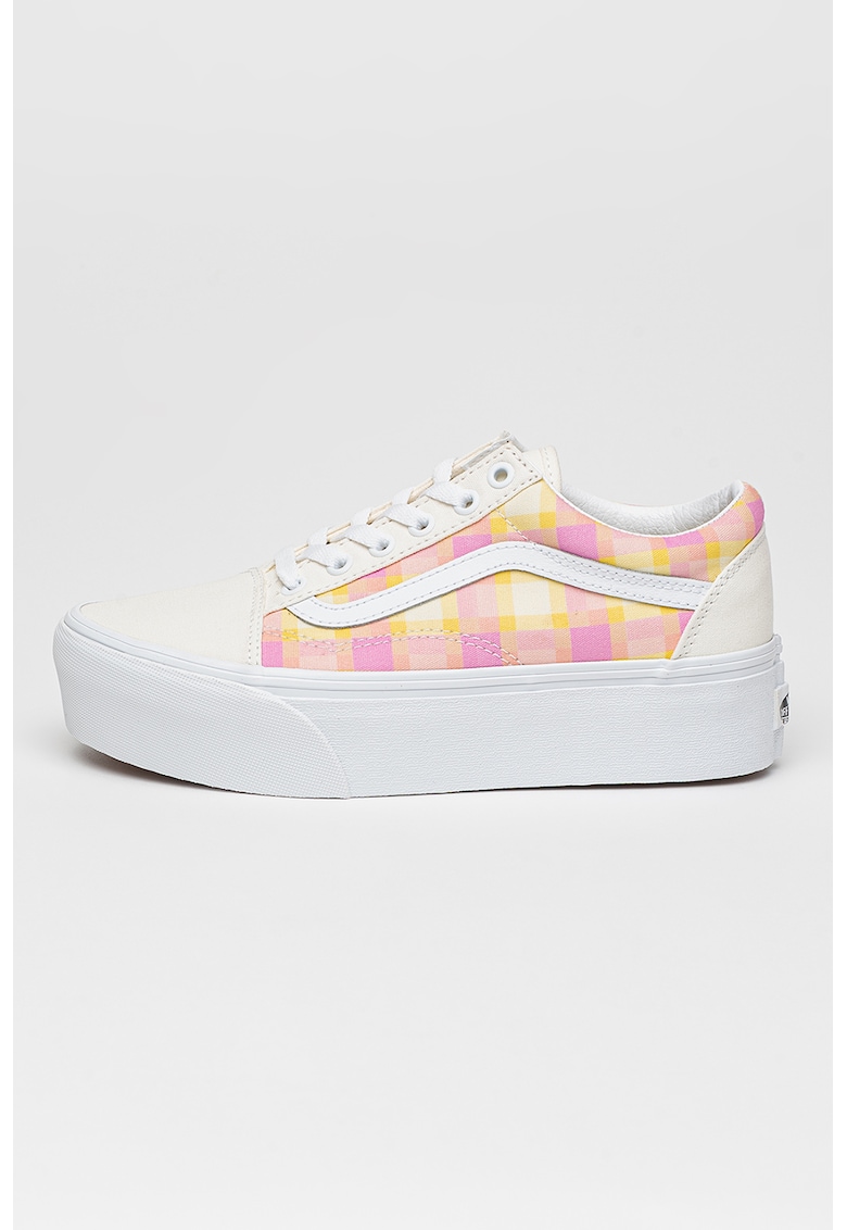 Tenisi flatform cu model in carouri Old Skool
