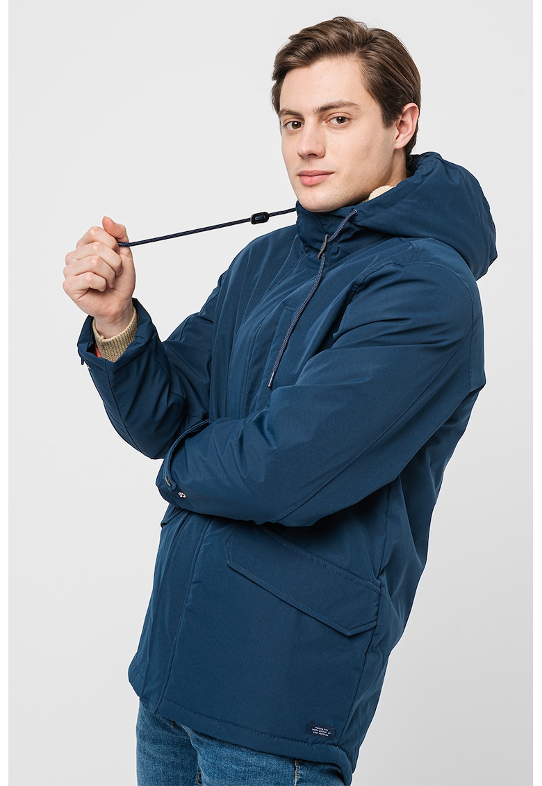 Geaca cu gluga si buzunare frontale - Albastru inchis