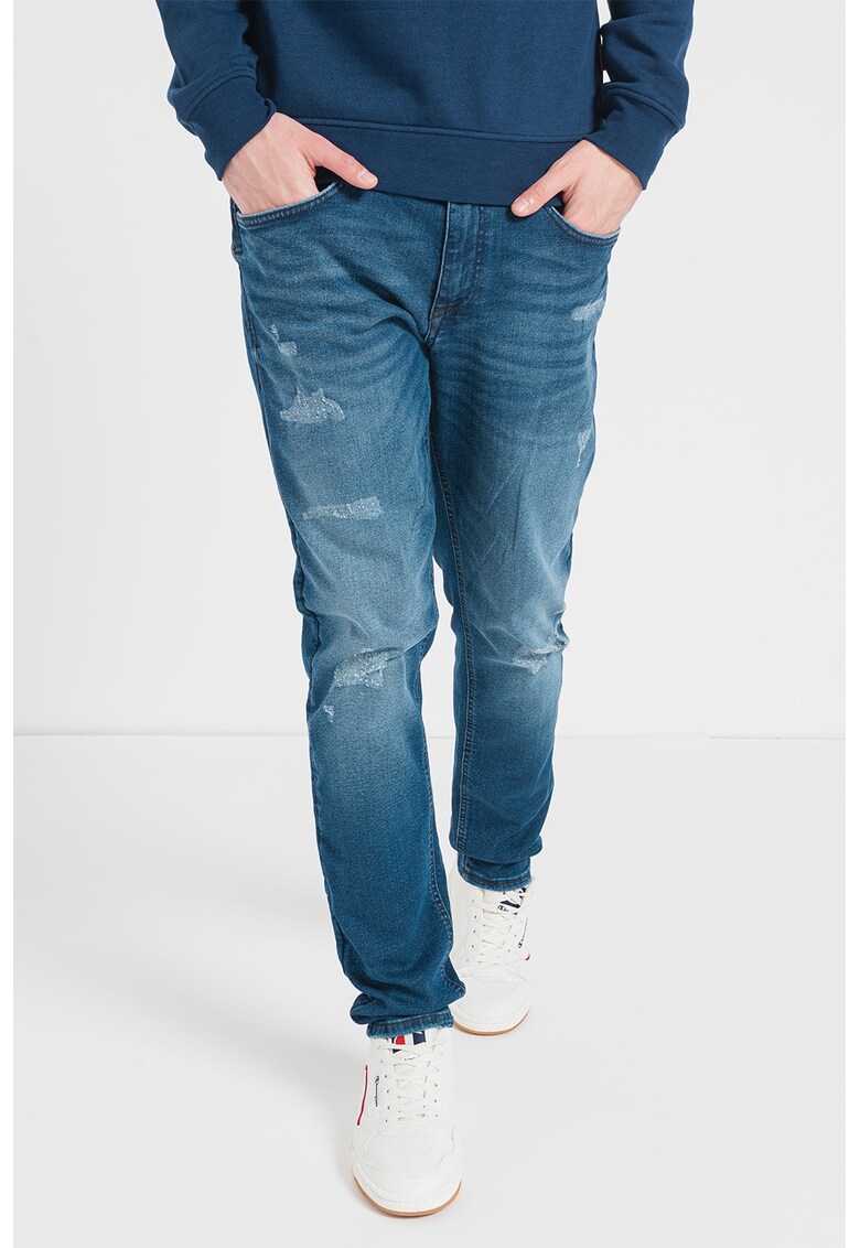 Blugi slim fit cu aspect deteriorat