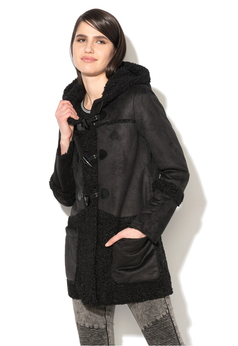 Cojoc negru de piele shearling sintetica