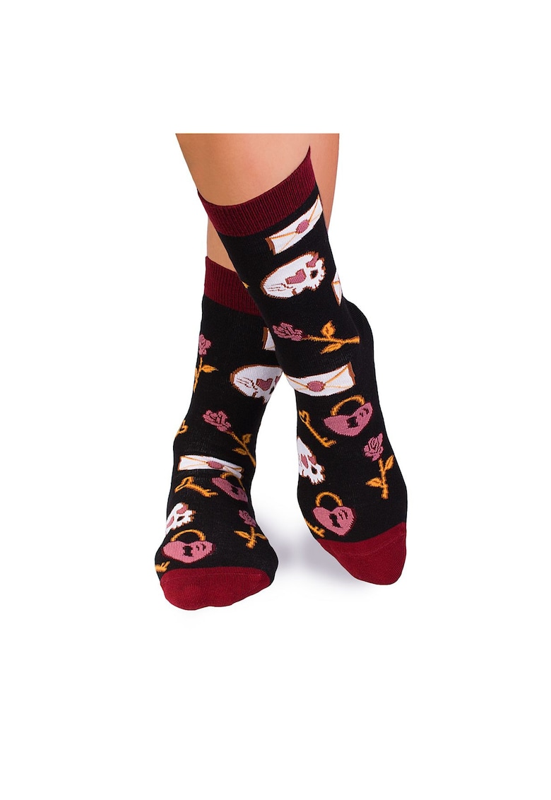 Sosete bumbac Colour Cotton Socks ST VALENTINE'S DAY Black